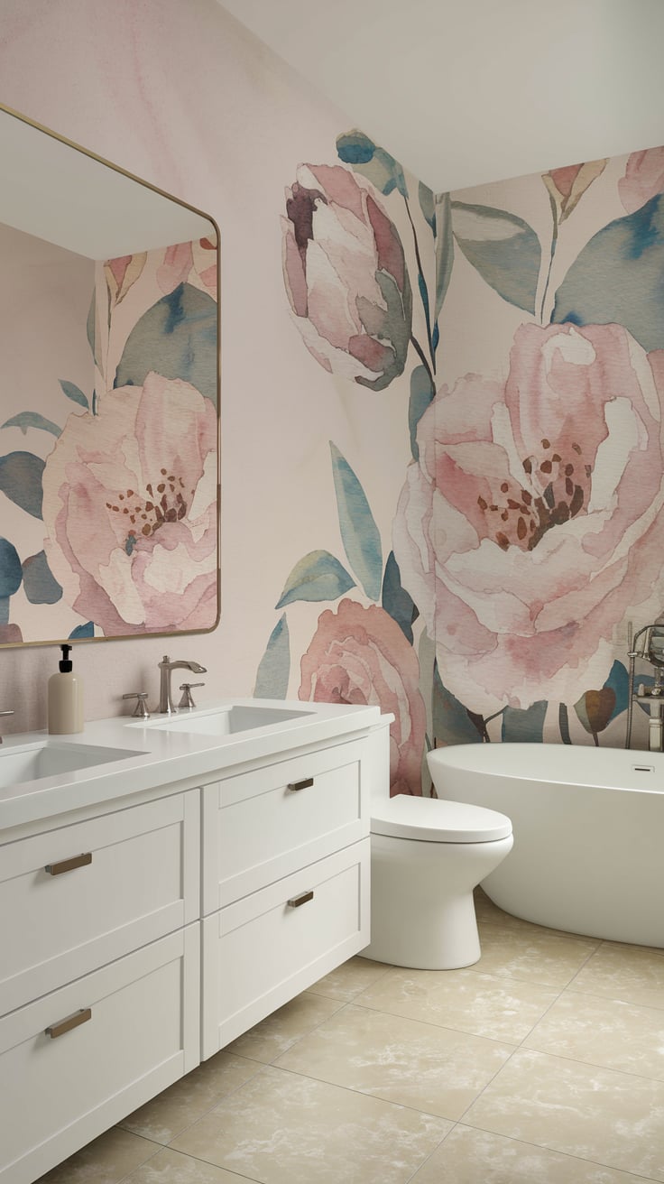 28 Bathroom Wallpaper Ideas to Elevate Your Space » Comfy Ideas
