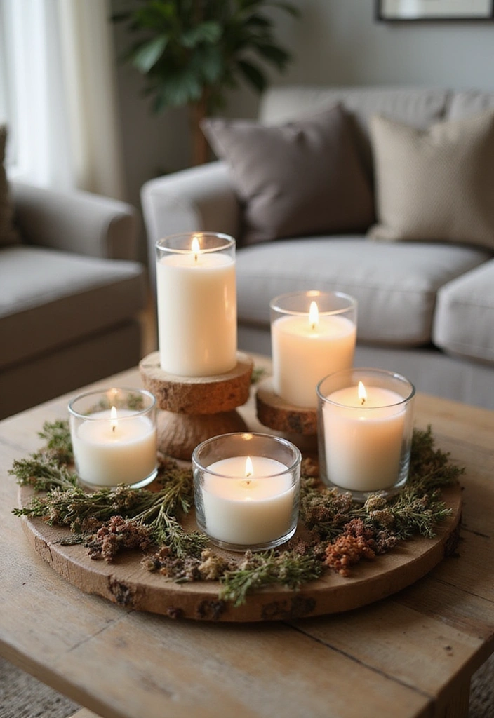 23 Coffee Table Centerpiece Ideas to Copy - 4. Eco-Friendly Candle Displays