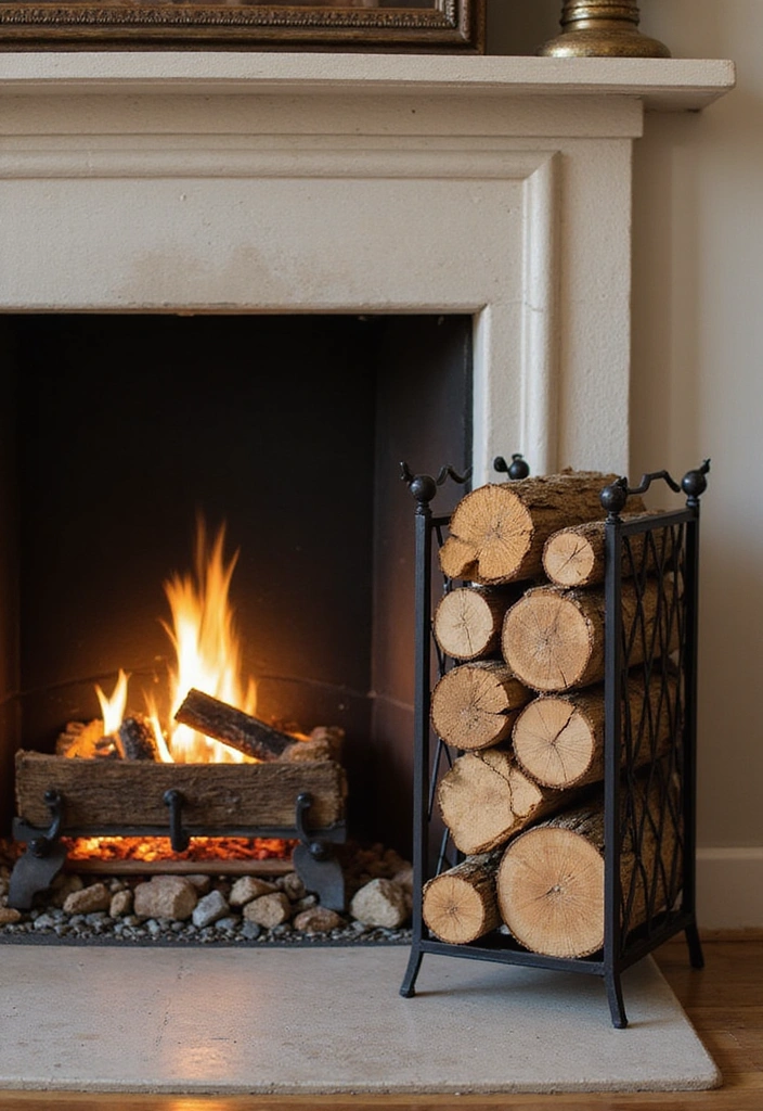 23 Living Room Fireplace Decor Ideas - 16. Firewood Display