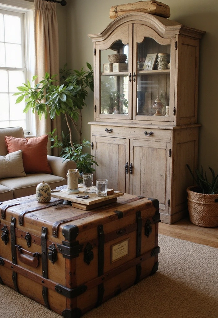 21 Warm Cozy Living Room Ideas - 5. Vintage Accents