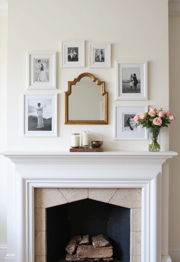 23 Living Room Fireplace Decor Ideas - 4. Gallery Wall Above the Hearth