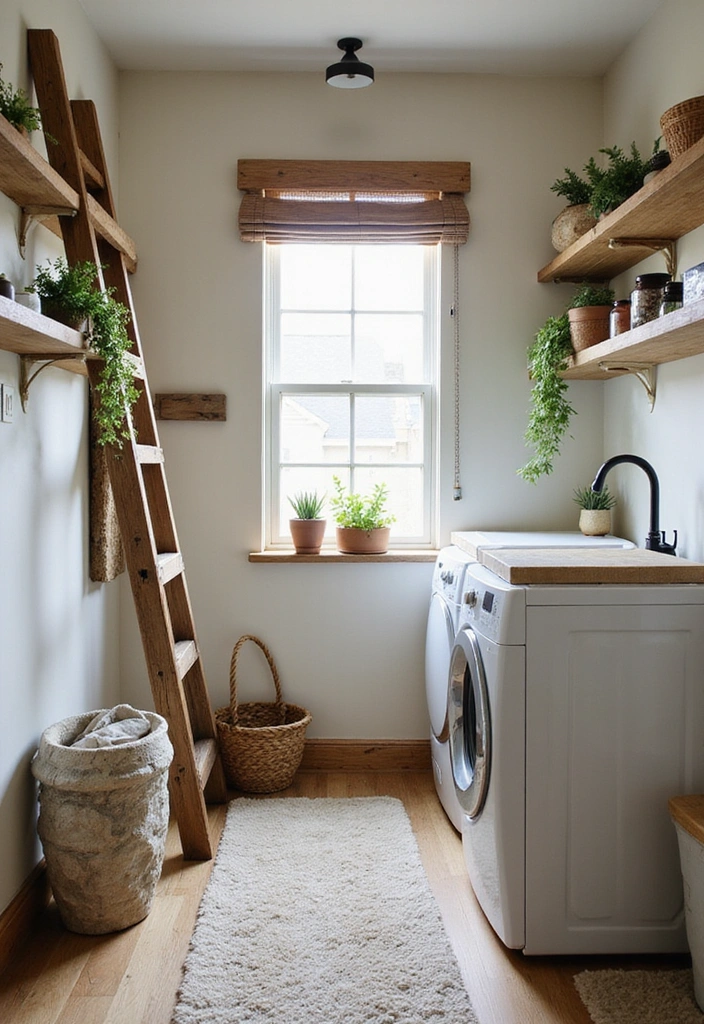 24 Farmhouse Small Laundry Room Ideas - 10. Incorporating Natural Elements