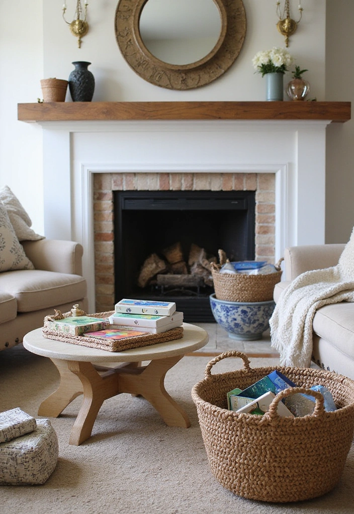 23 Living Room Fireplace Decor Ideas - 19. Family Game Night