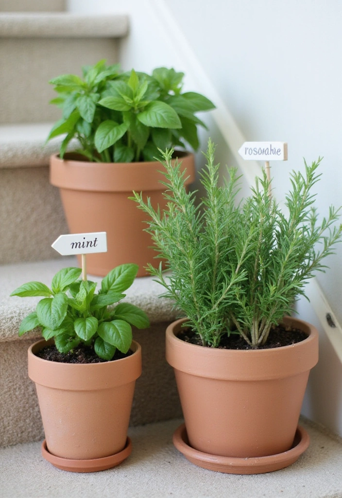 22 Stairway Landing Plant Decor Ideas - 10. Indoor Herb Garden