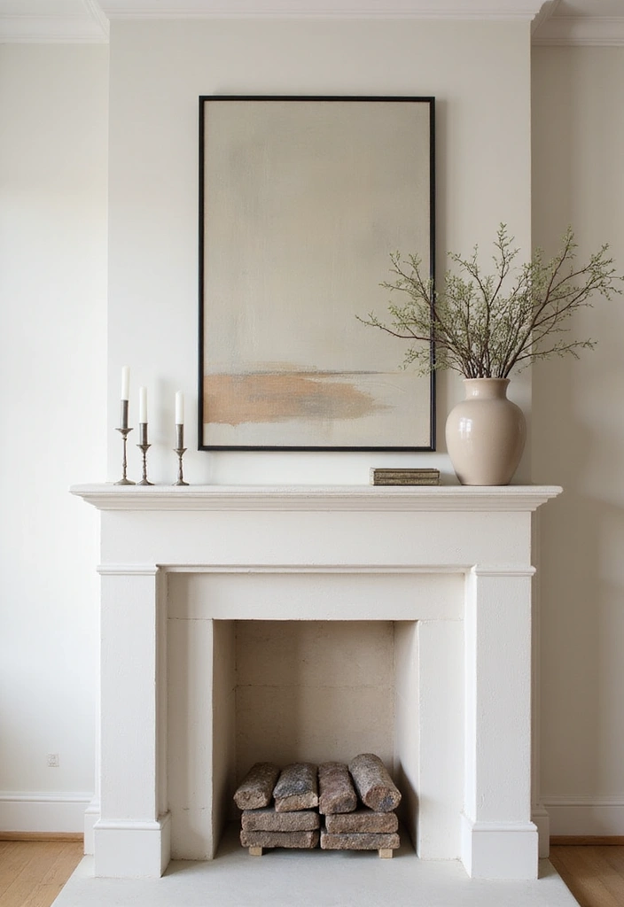 23 Living Room Fireplace Decor Ideas - 1. Minimalist Mantel Magic