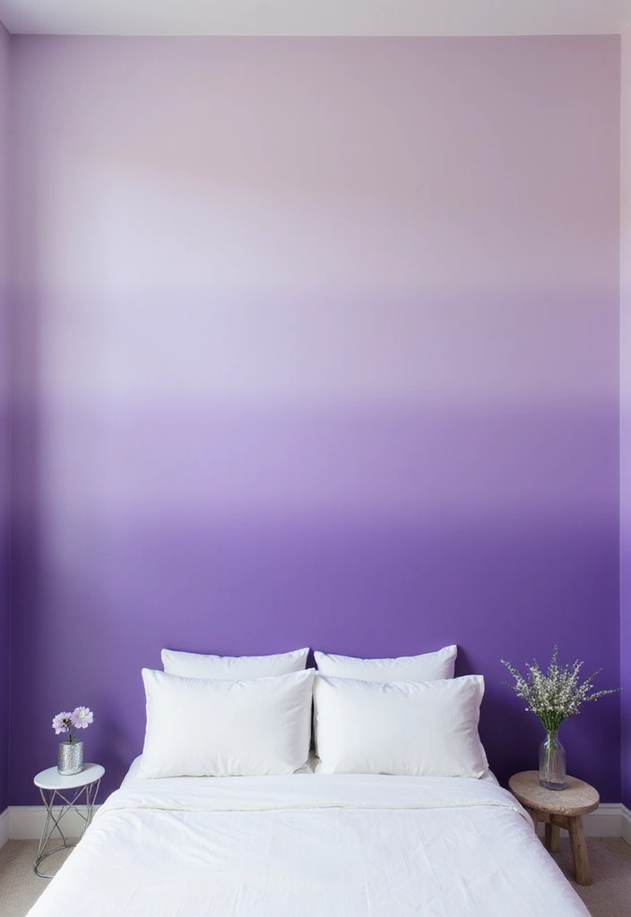 20 Purple Bedroom Ideas - 7. Ombre Purple Walls