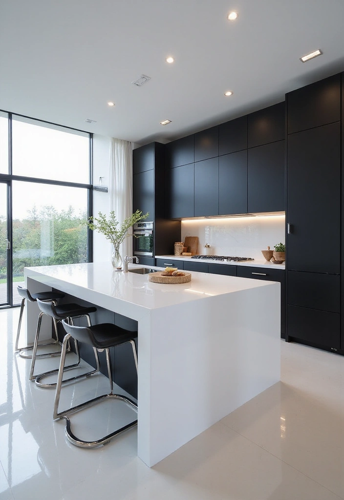 25 Modern Luxury Kitchen With Island Ideas - 3. Sleek and Stylish with High-Gloss Finishes