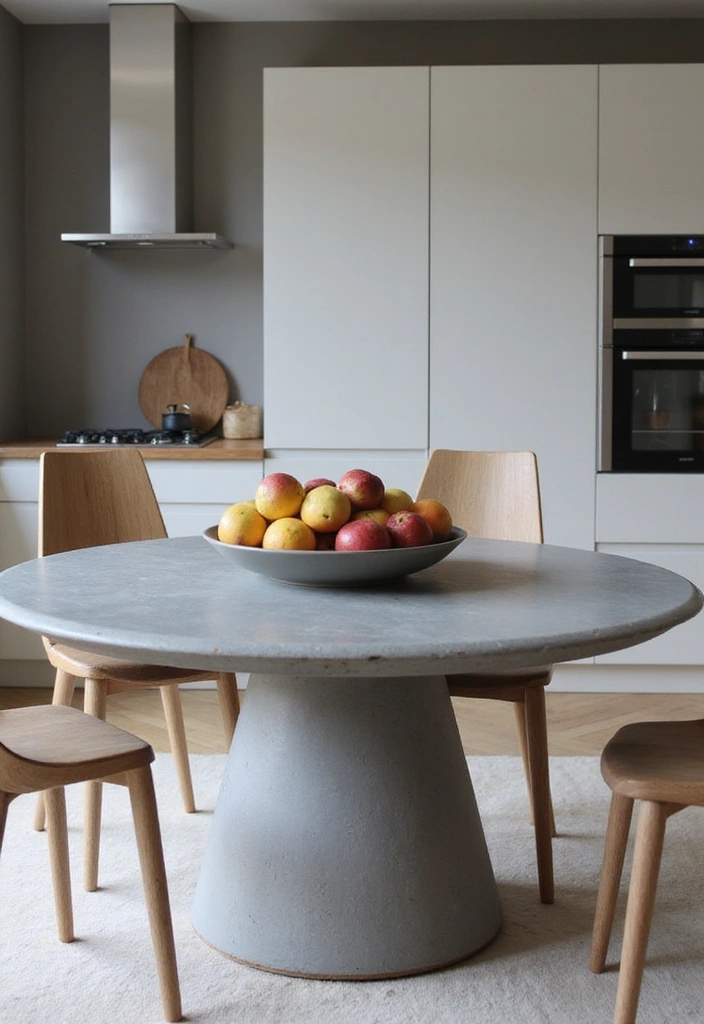 21 Grey Kitchen Dining Table Ideas - 5. Grey Pedestal Dining Table