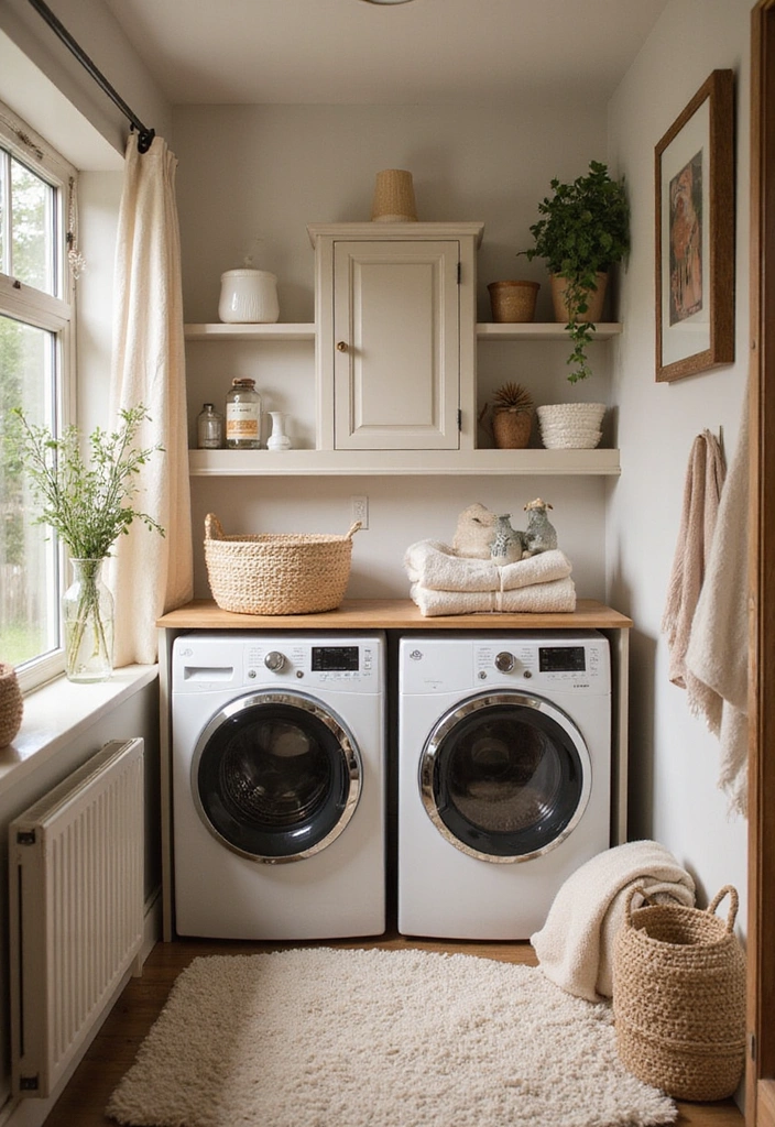 24 Modern Laundry Rooms: Eco-Friendly Decor that Transforms Your Space - 14. Cozy Comfort: A Welcoming Atmosphere