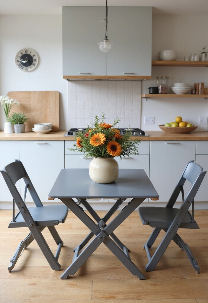 21 Grey Kitchen Dining Table Ideas - 6. Unique Grey Folding Dining Table