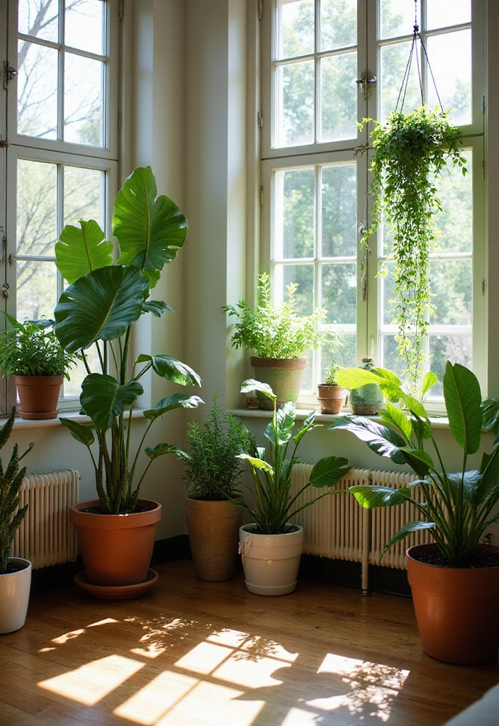23 Cozy Mid Century Modern Living Rooms: Scandinavian-Inspired Decor Ideas - 7. Indoor Plants for Freshness and Life