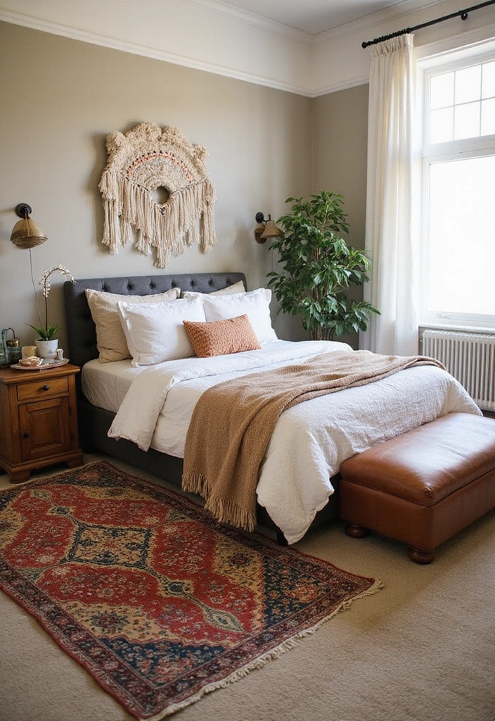 23 Chill Room Ideas for a Bohemian Bedroom Decor - 17. Vintage Rugs