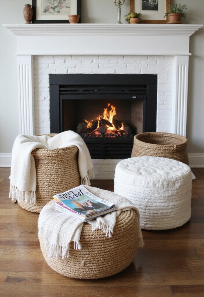 23 Living Room Fireplace Decor Ideas - 14. Multi-Functional Decor