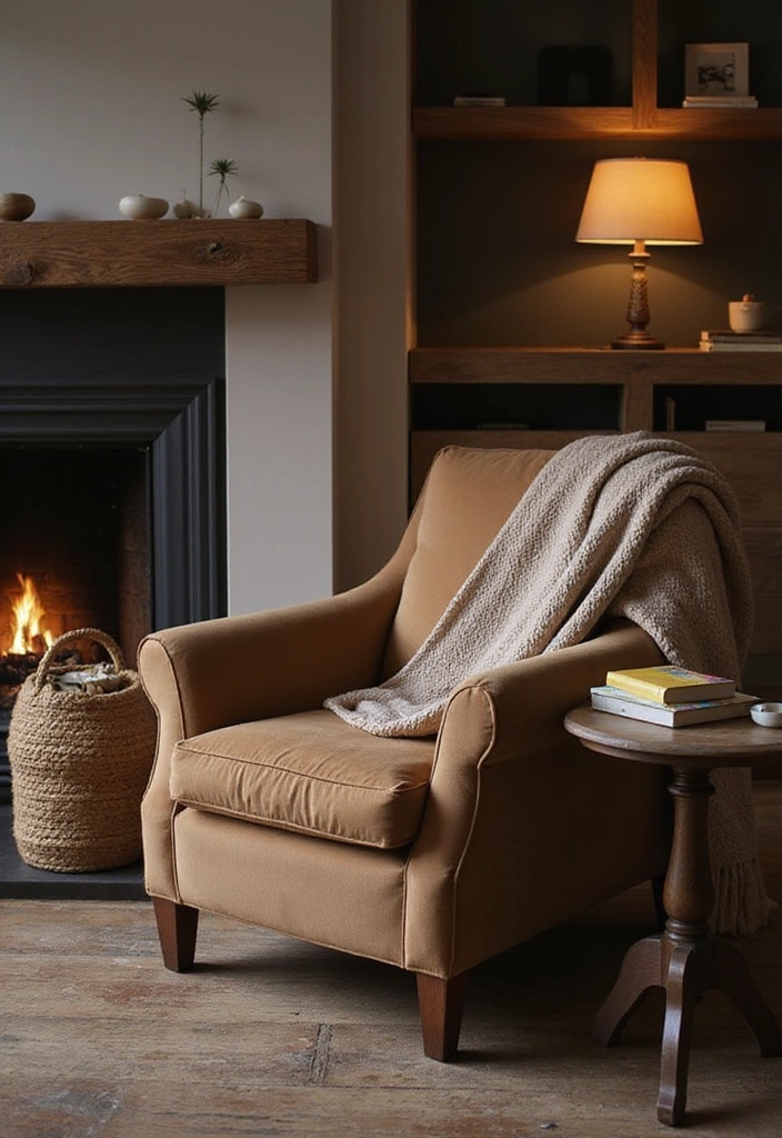 23 Living Room Fireplace Decor Ideas - 5. Cozy Nook Setup