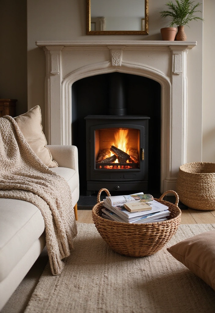 23 Living Room Fireplace Decor Ideas - 2. Textured Layering