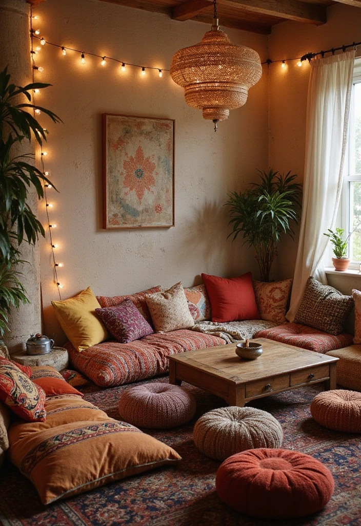 23 Chill Room Ideas for a Bohemian Bedroom Decor - 15. Cozy Floor Seating