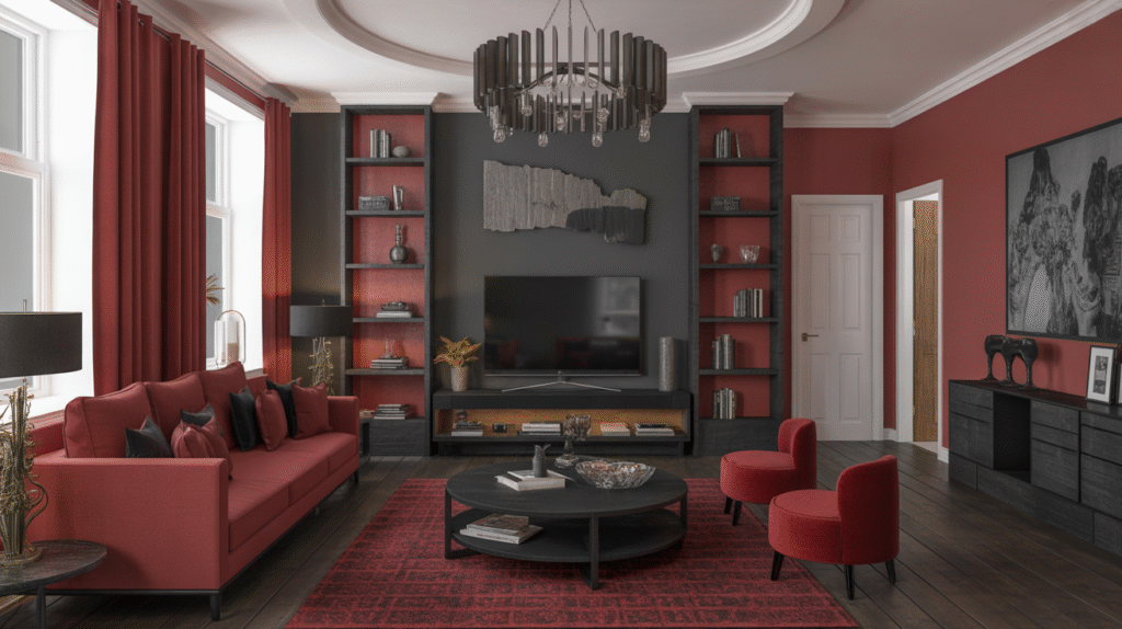24 Black and Red Living Room Ideas That Instantly Upgrade Your Space ...