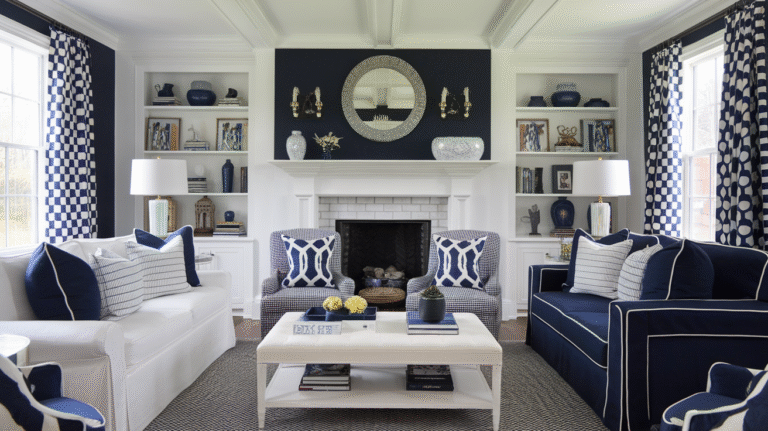 21 Navy and White Living Room Ideas You’ll Want to Steal Immediately